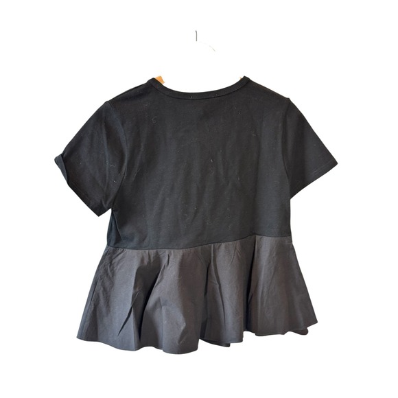 Pinch Womens Black Peplum T-Shirt Mixed Media Short Sleeve Top Small NWT - Picture 2 of 6